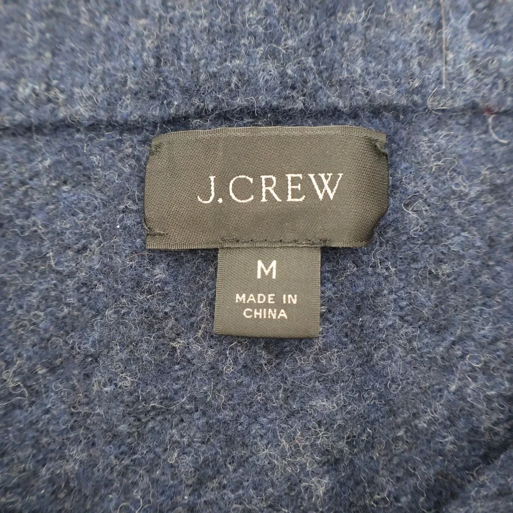 J.Crew Quarter Zip Sweater Mens Medium Navy Blue Merino Wool Blend Pullover
